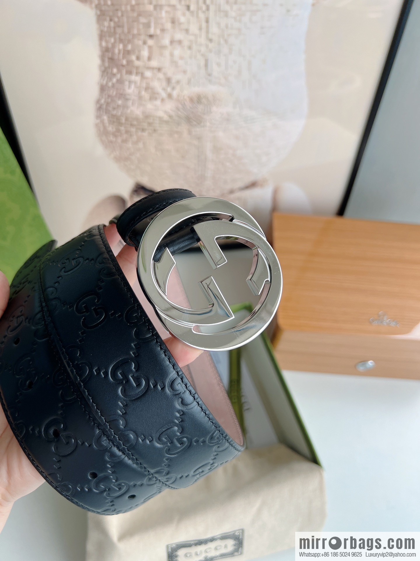 Gucci Gucci, Double G Buckle Thickness Pair Mould Opening Men's Business Casual Belt