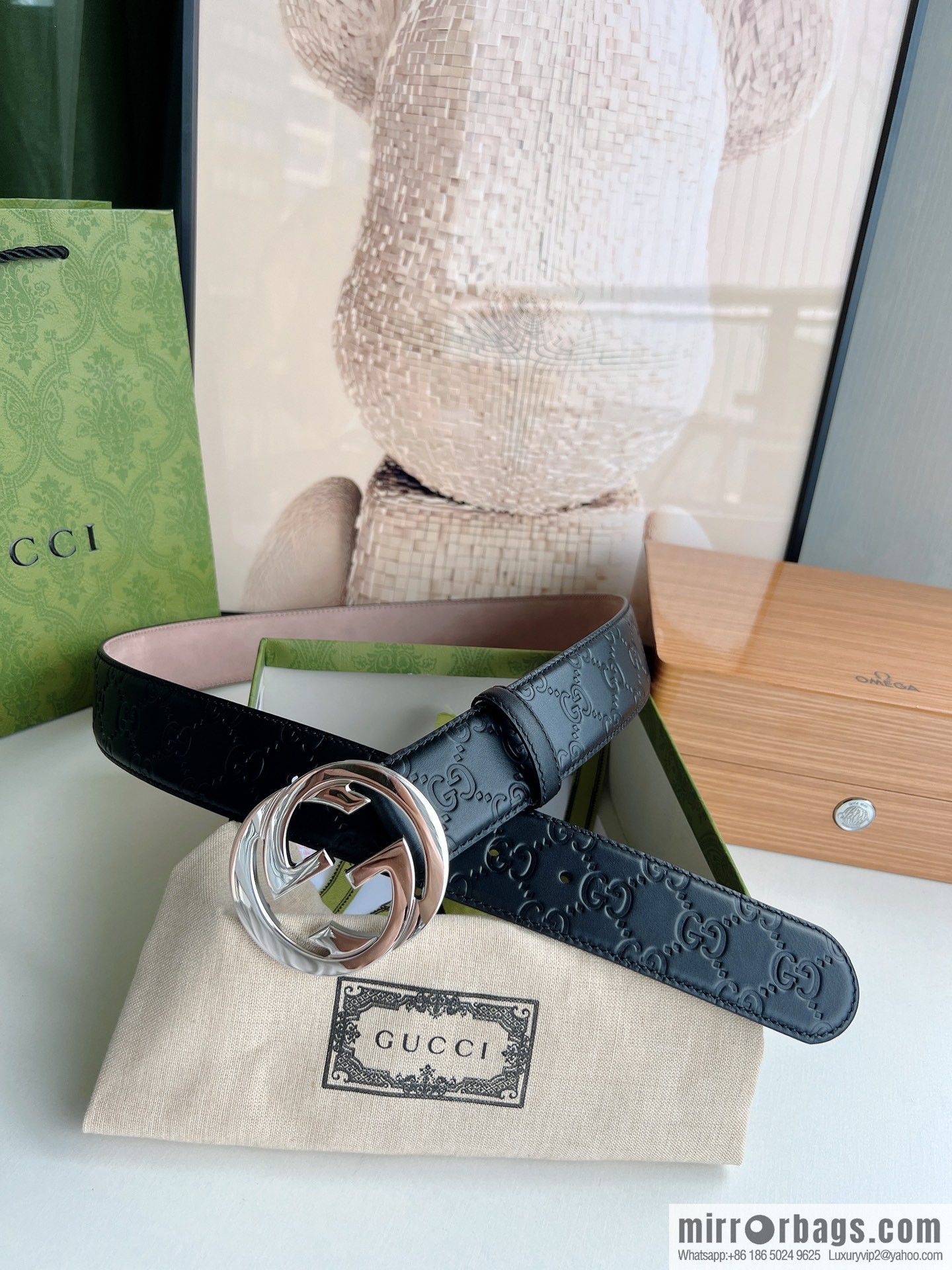 Gucci Gucci, Double G Buckle Thickness Pair Mould Opening Men's Business Casual Belt