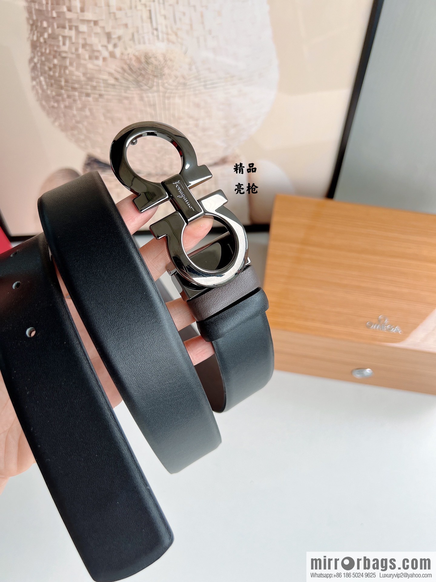 Ferragamo Men's 3.5cm Boutique Metal Buckle Cowhide Belt