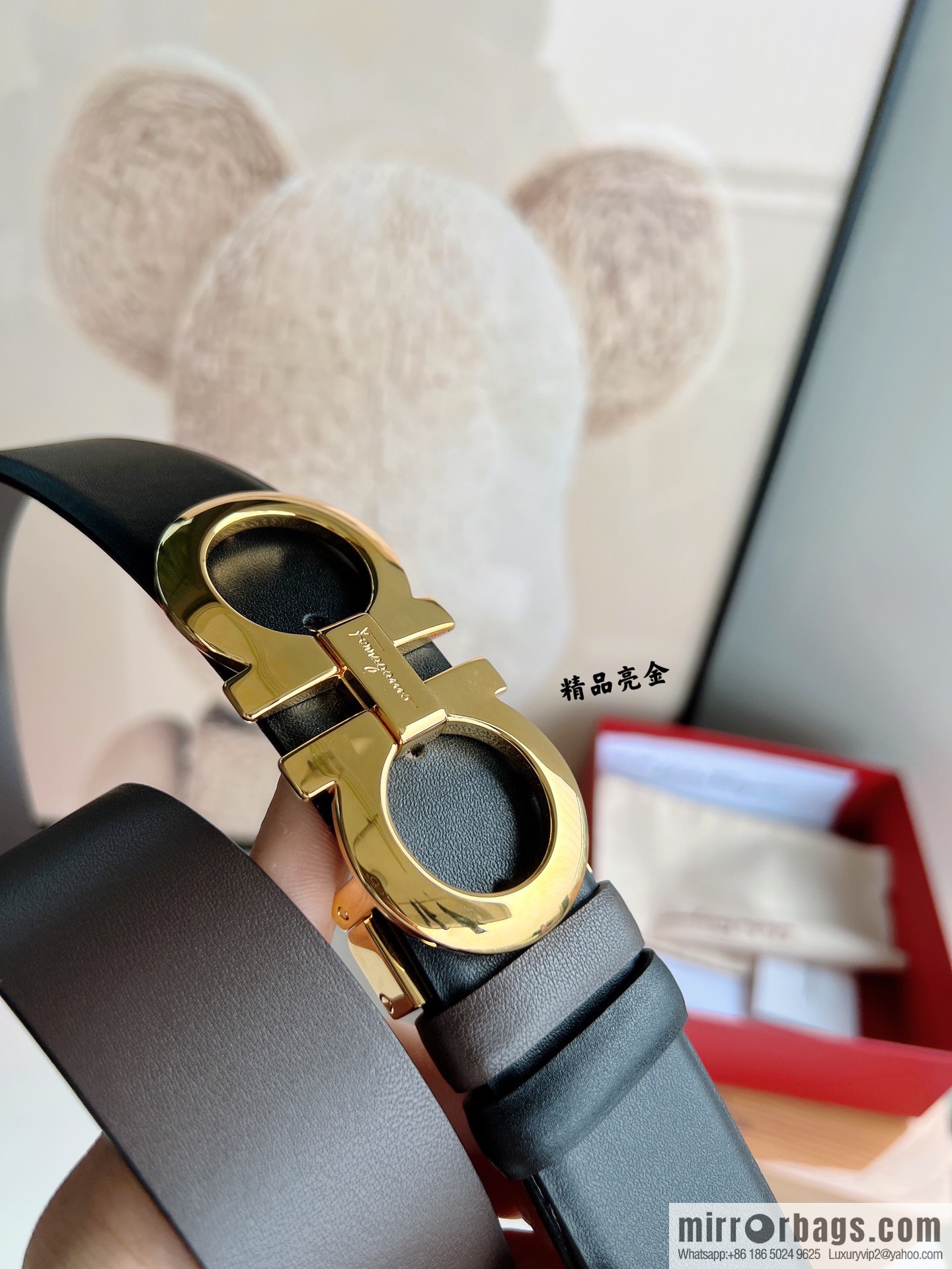 Ferragamo Men's 3.5cm Boutique Metal Buckle Cowhide Belt