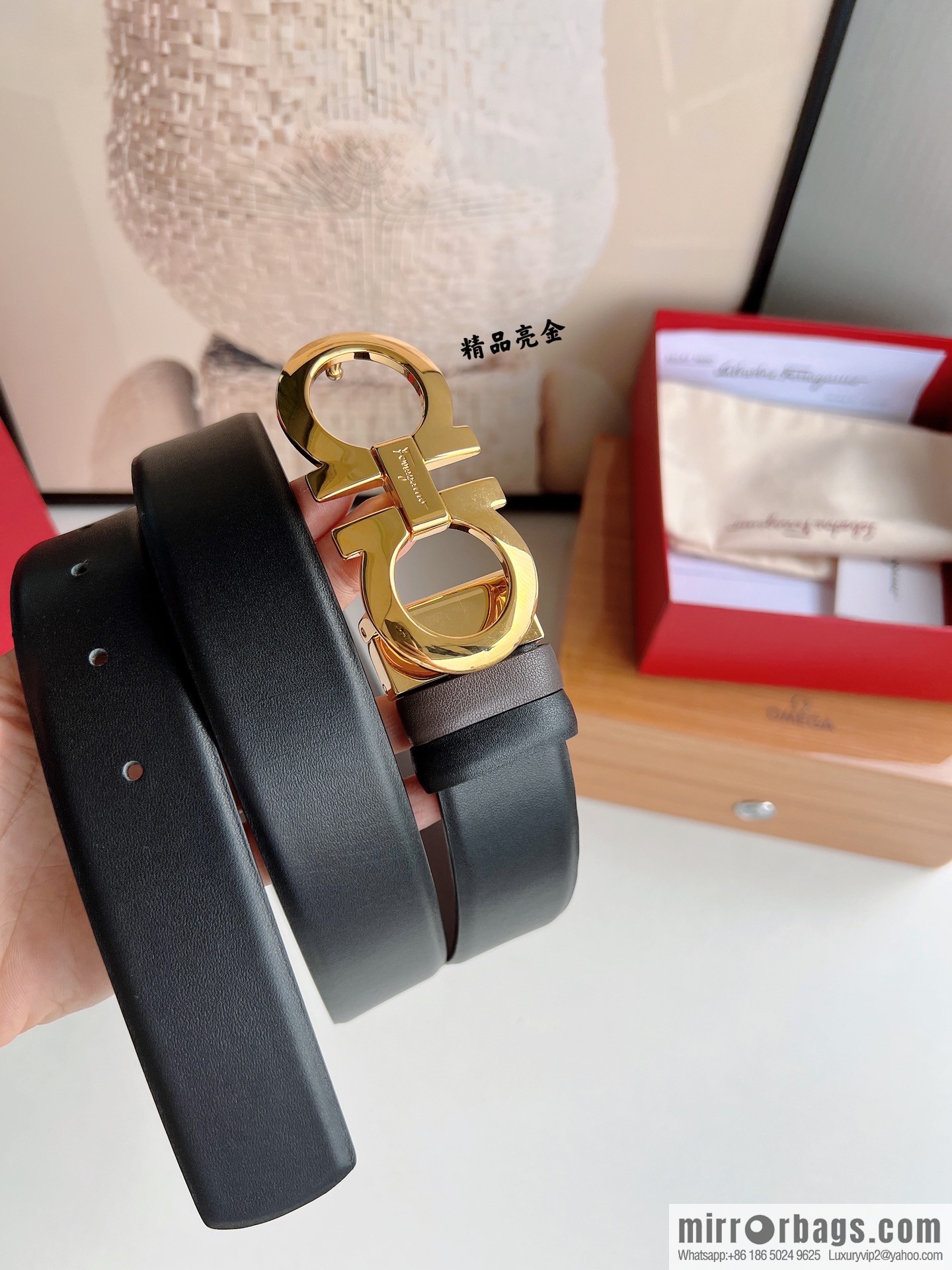 Ferragamo Men's 3.5cm Boutique Metal Buckle Cowhide Belt