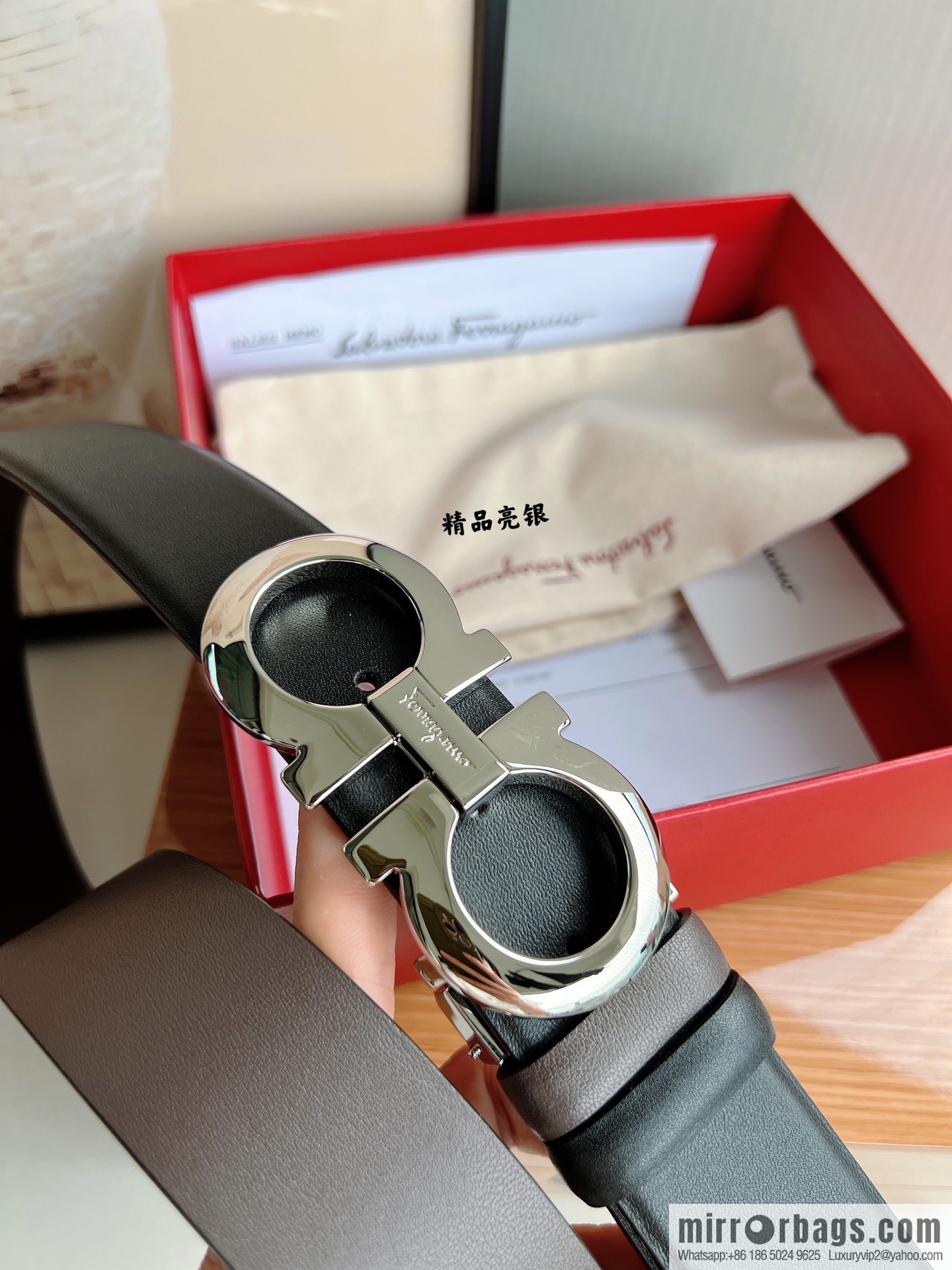 Ferragamo Men's 3.5cm Boutique Metal Buckle Cowhide Belt