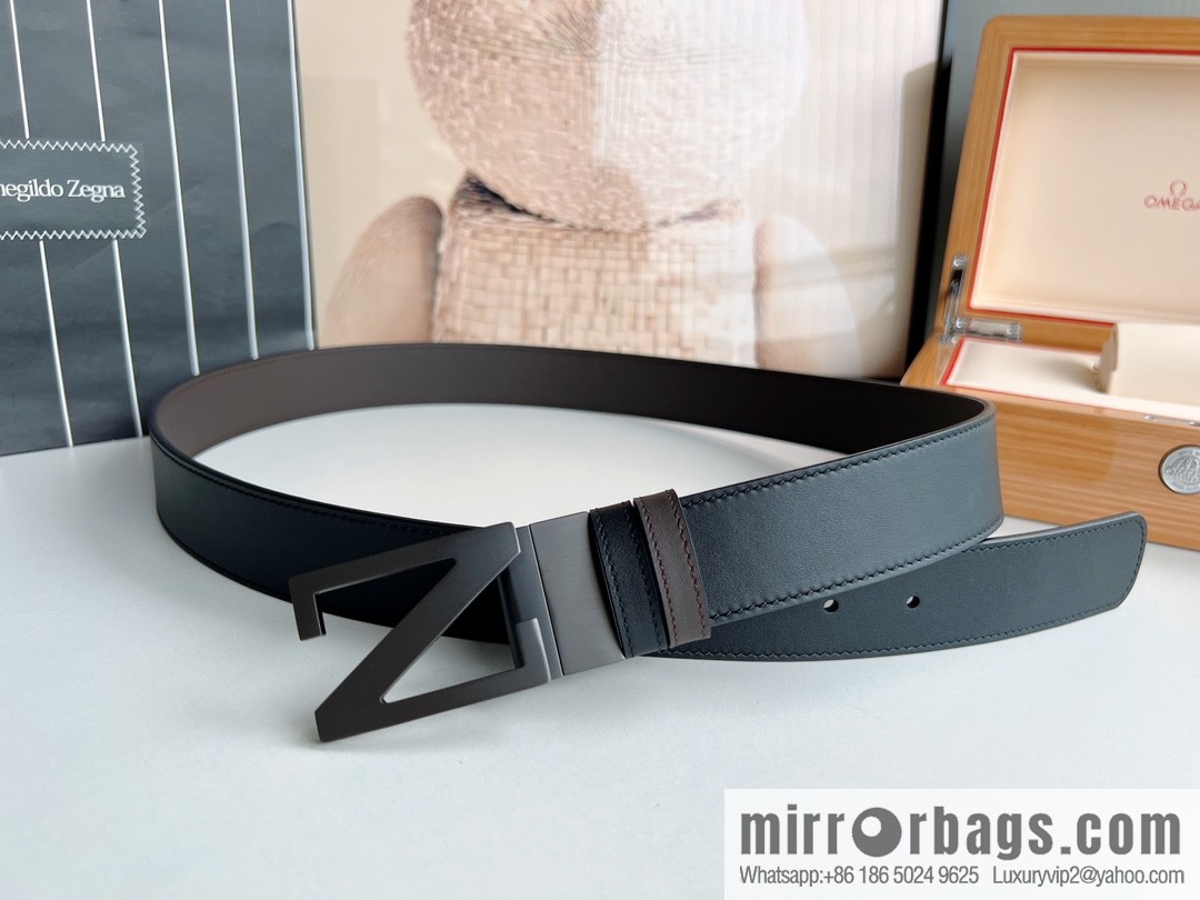 Zegna ZEGNA Classic Designer Men's Leather Belt 3.5cm