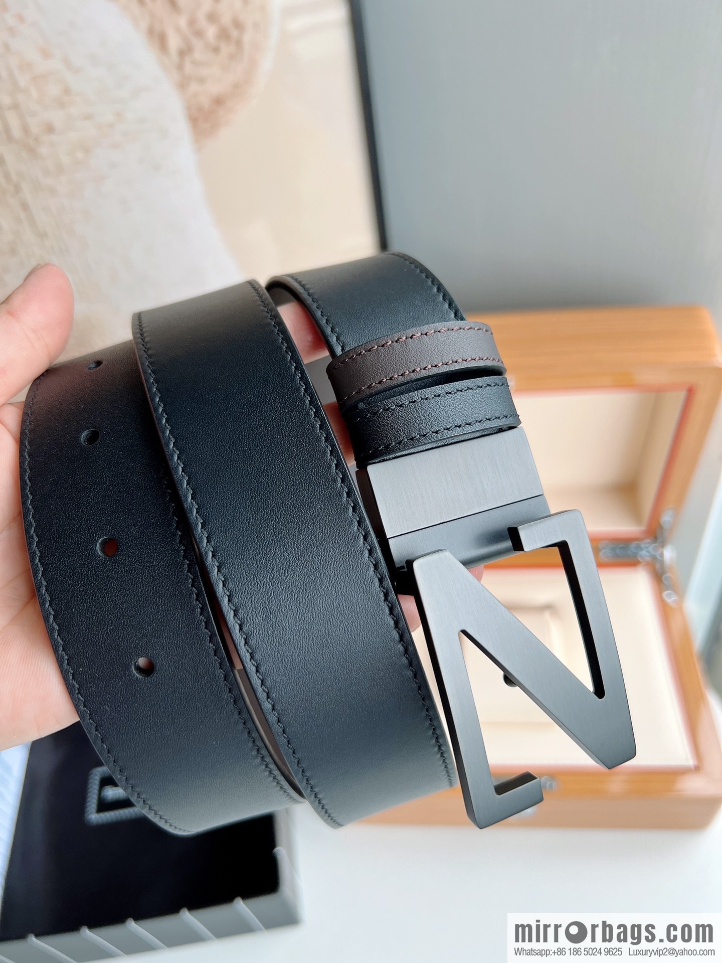 Zegna ZEGNA Classic Designer Men's Leather Belt 3.5cm