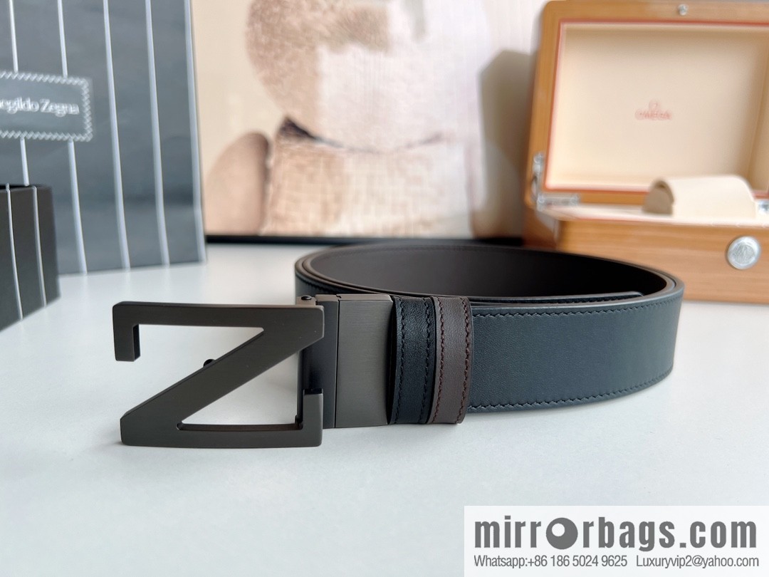 Zegna ZEGNA Classic Designer Men's Leather Belt 3.5cm