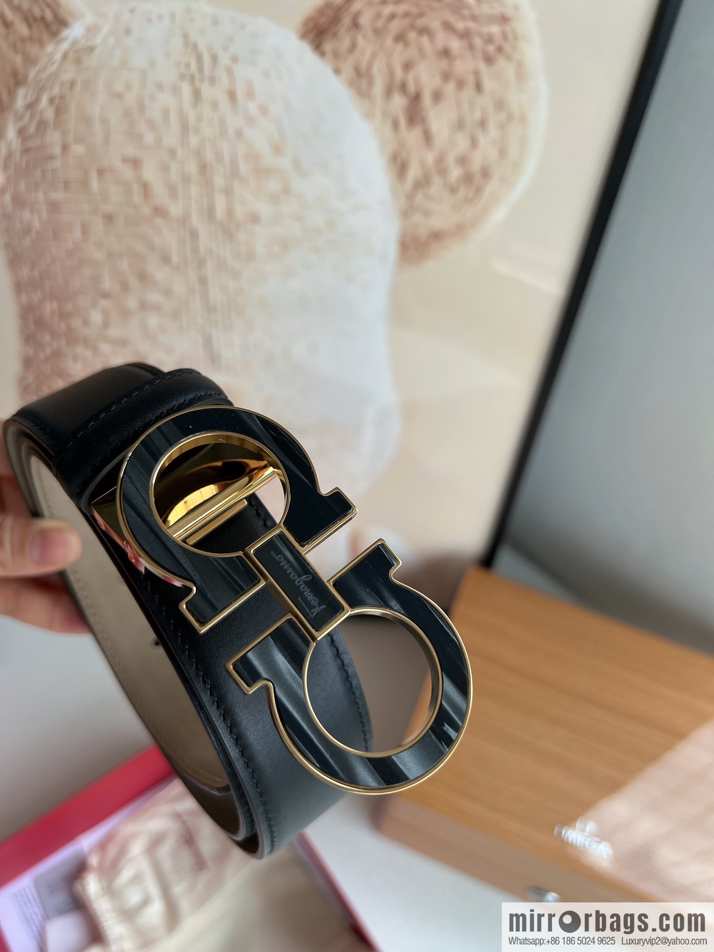 Salvatore Ferragamo Men's 3.5cm Stainless Steel Gancini Metal Buckle, Top Cowhide Belt