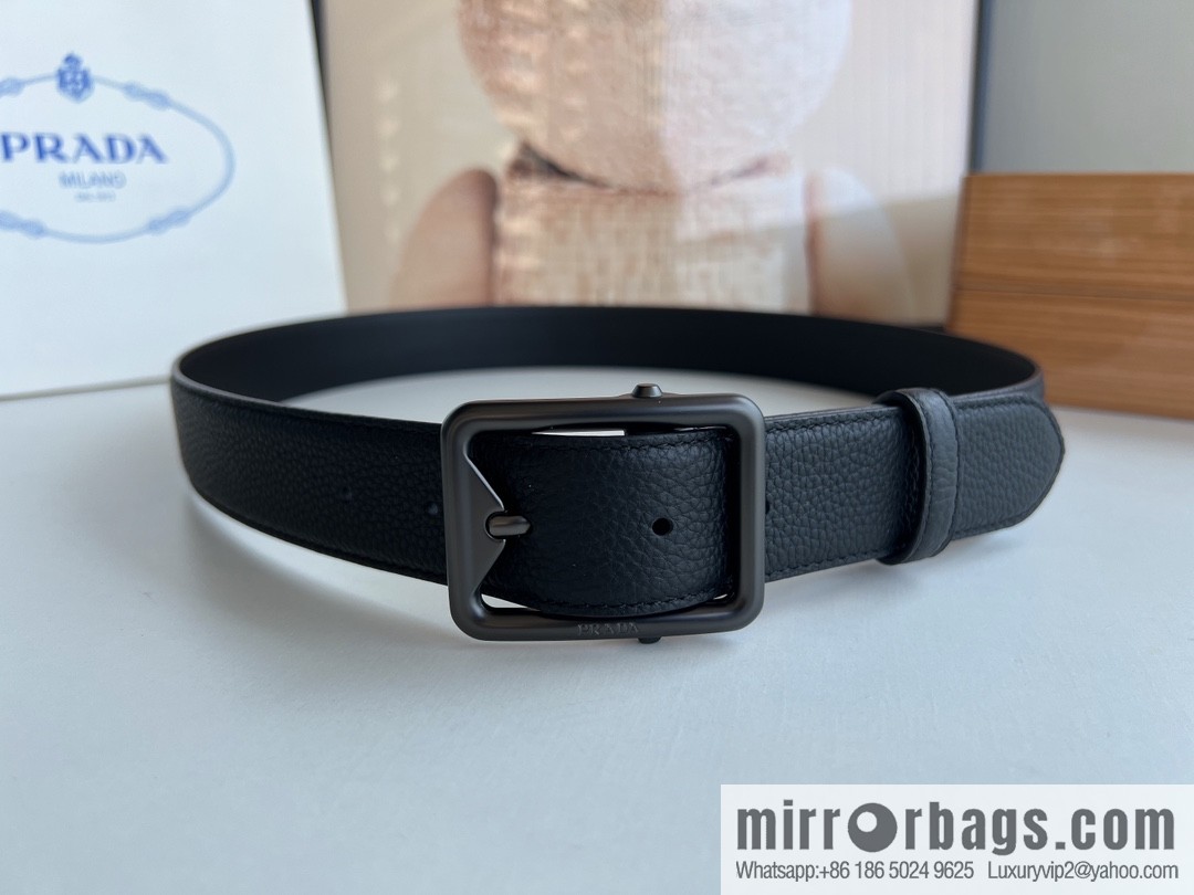 PRADA/PRADA, cowhide double-sided color scheme men's 3.5cm belt