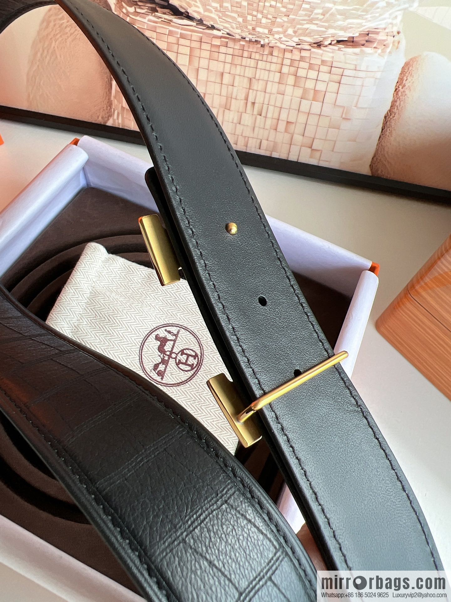 Hermes Hermes, Men's 3.8cm Stainless Steel H Diamond Buckle Men's Belt