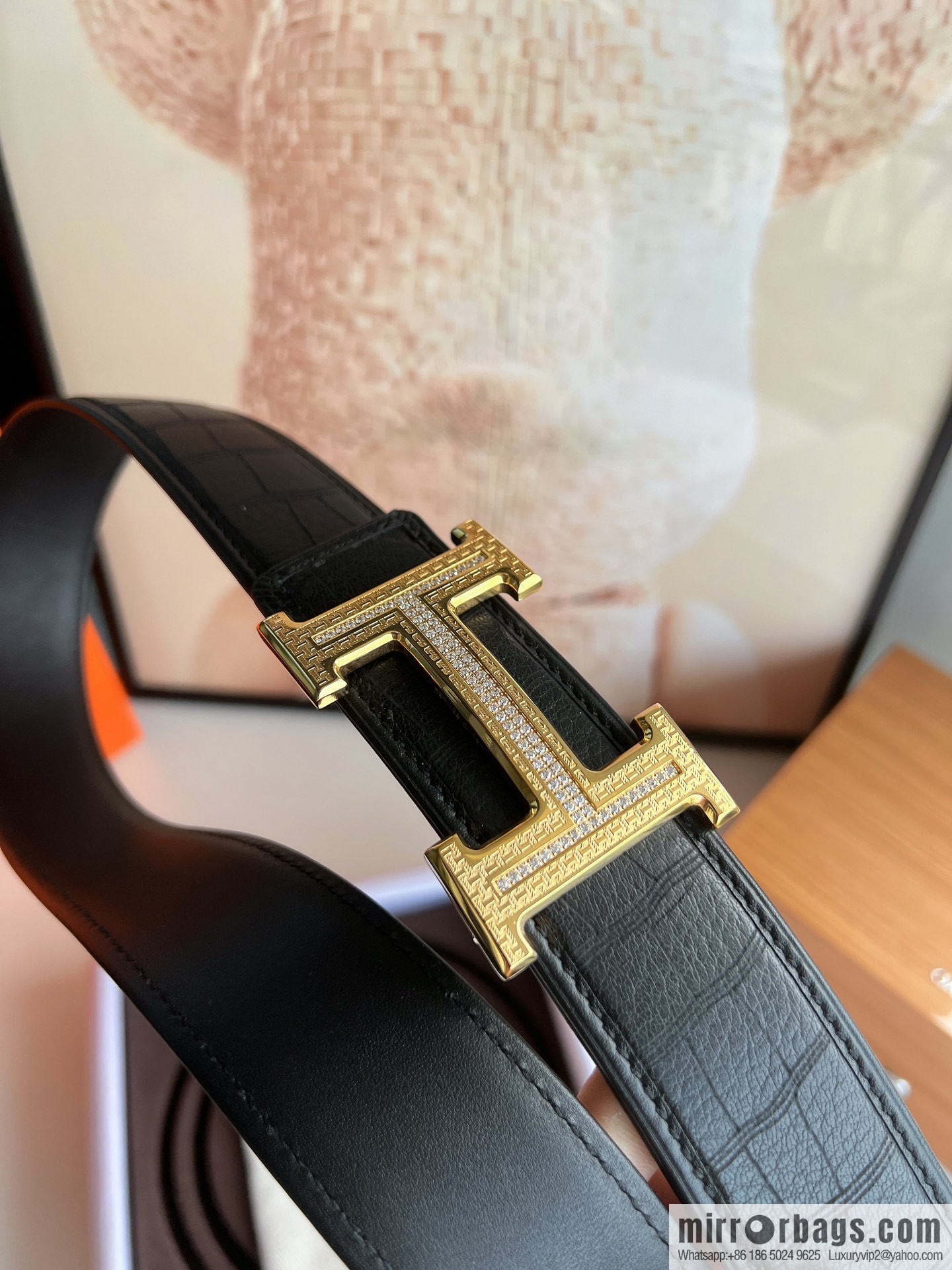 Hermes Hermes, Men's 3.8cm Stainless Steel H Diamond Buckle Men's Belt