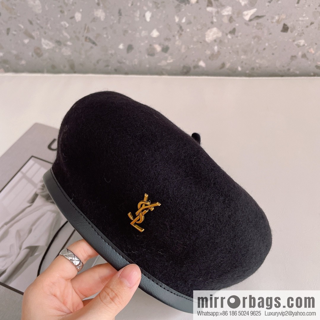 YSL Saint Laurent 2022 new wool simple beret