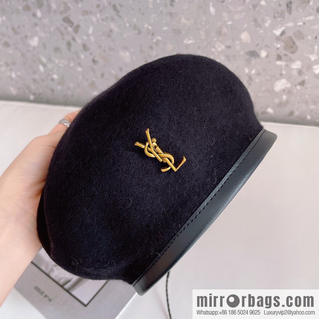 YSL Saint Laurent 2022 new wool simple beret