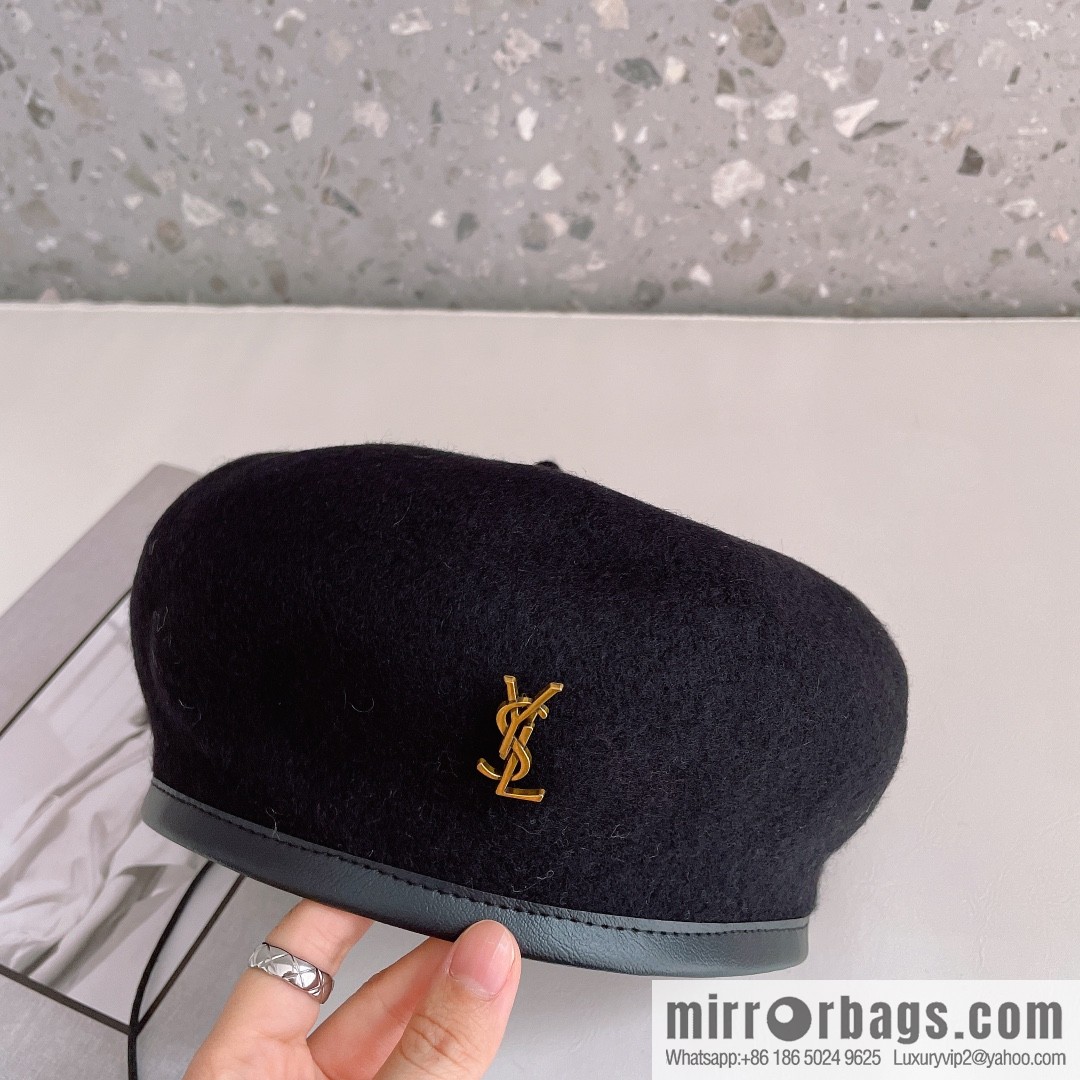 YSL Saint Laurent 2022 new wool simple beret