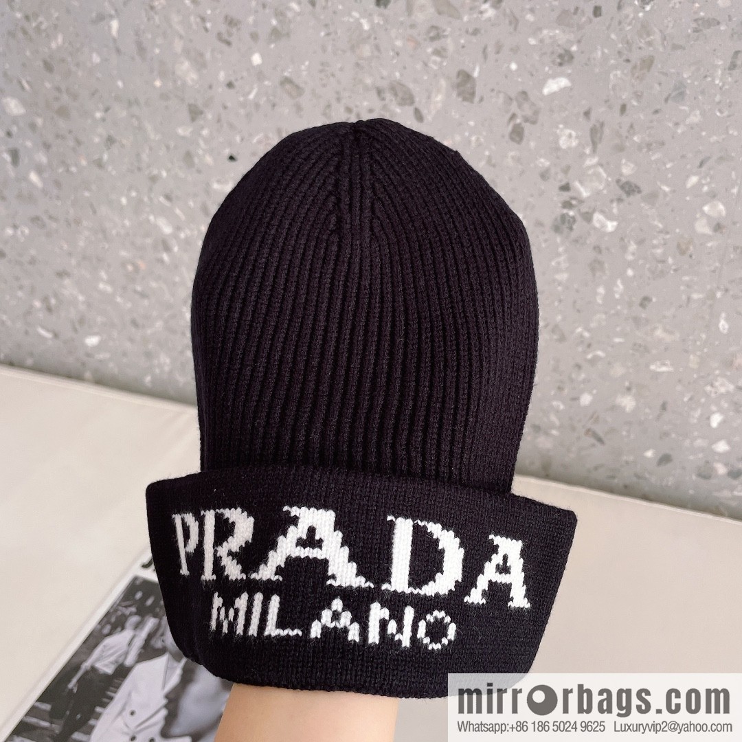 Prada official website latest wool-blend knitted hat