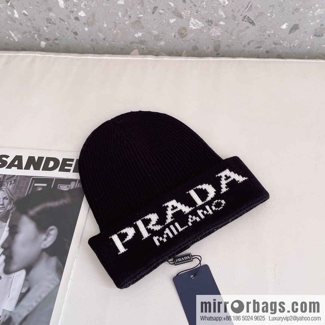 Prada official website latest wool-blend knitted hat