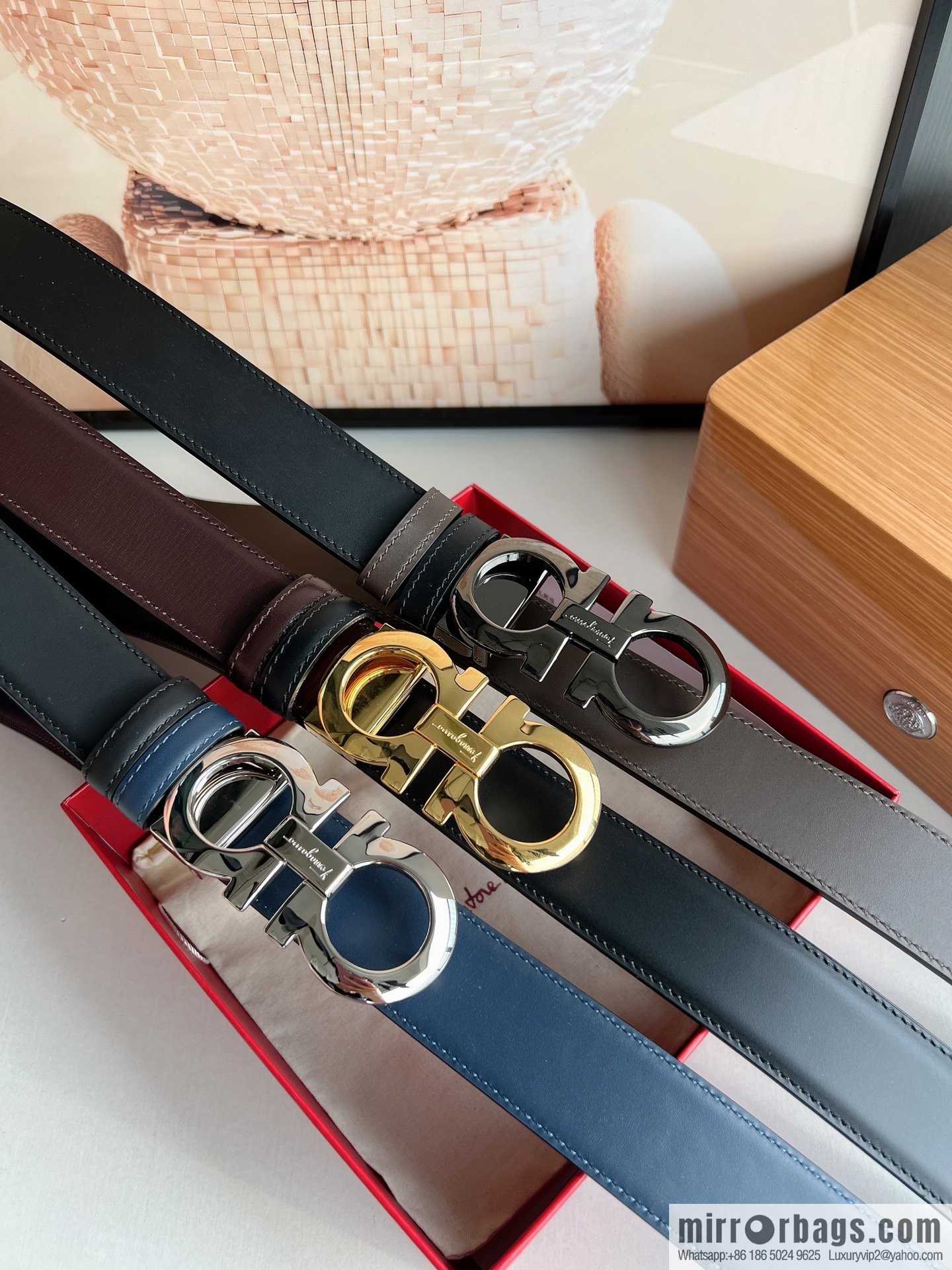 Ferragamo Ferragamo, Men's 3.5cm Boutique Metal Buckle Imported Double-Sided First Cowhide Belt