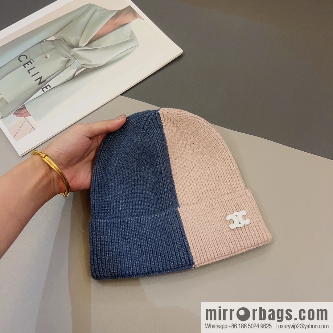 CELINE Arc de Triomphe logo knitted wool hat