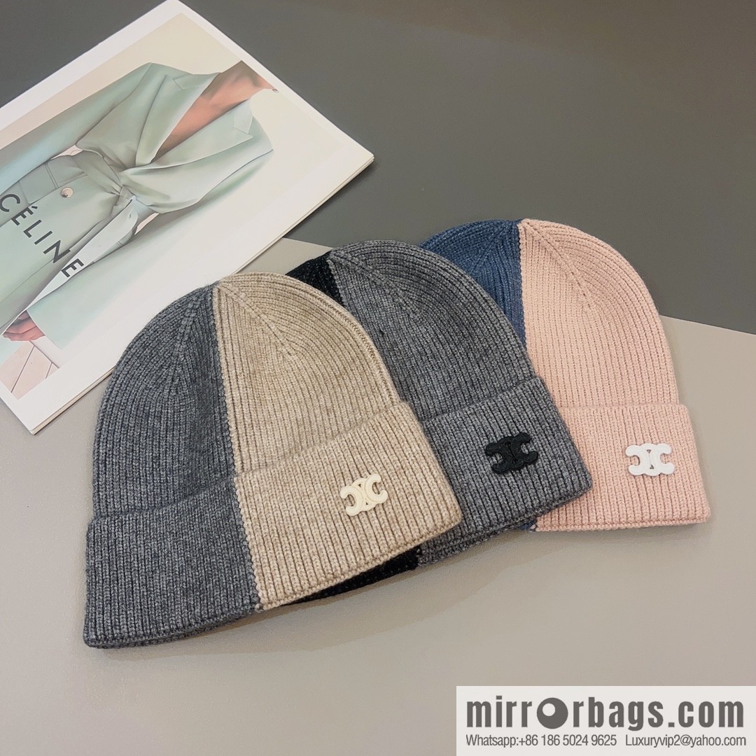 CELINE Arc de Triomphe logo knitted wool hat
