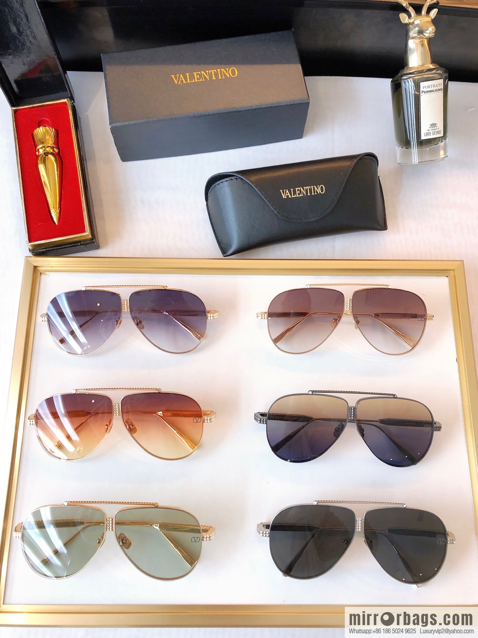 VALENTINO Valentino temple three-sided three-dimensional rivet surround sunglasses
