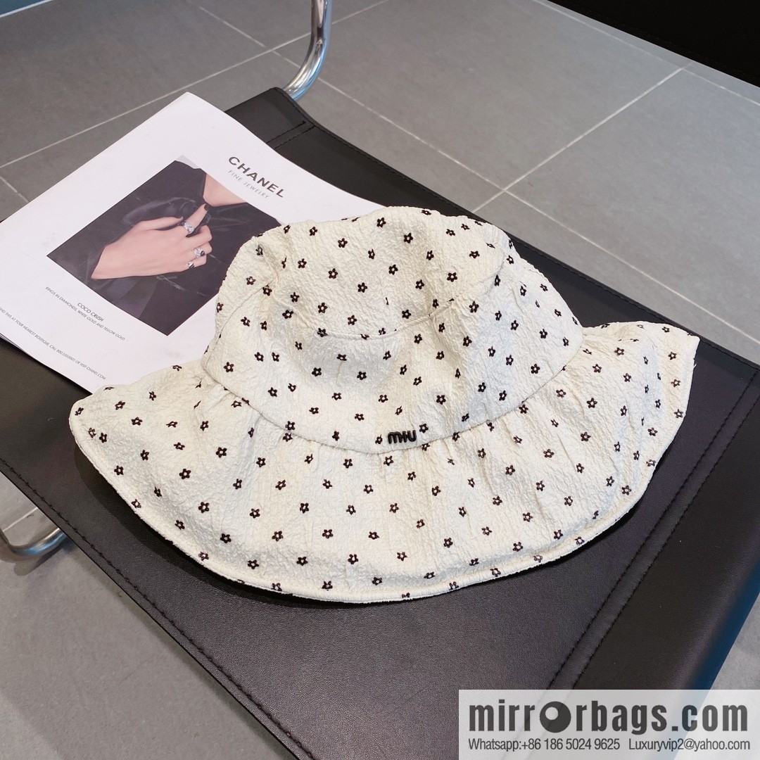 Miumiu small flower lotus leaf edge bucket hat