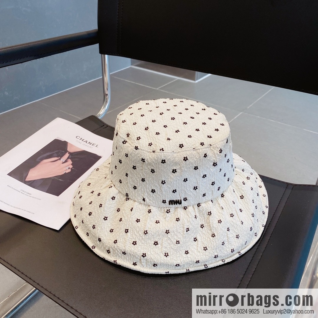 Miumiu small flower lotus leaf edge bucket hat