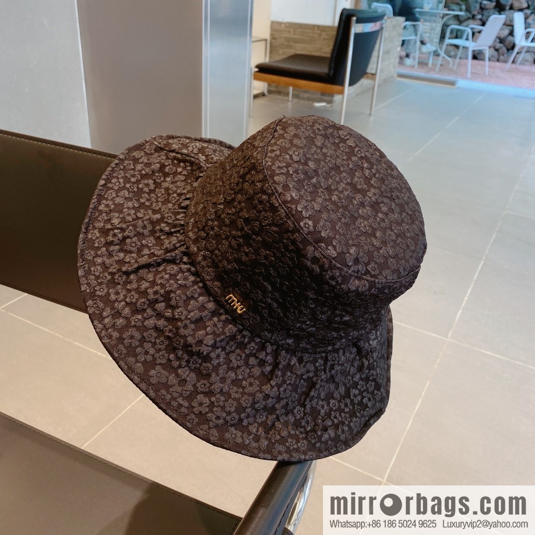 Miumiu small flower lotus leaf edge bucket hat