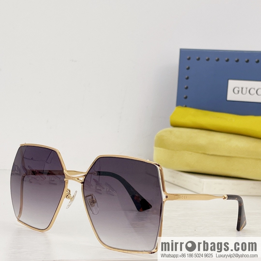 GUCCI Gucci three-dimensional logo hollow out large frame women's sunglasses