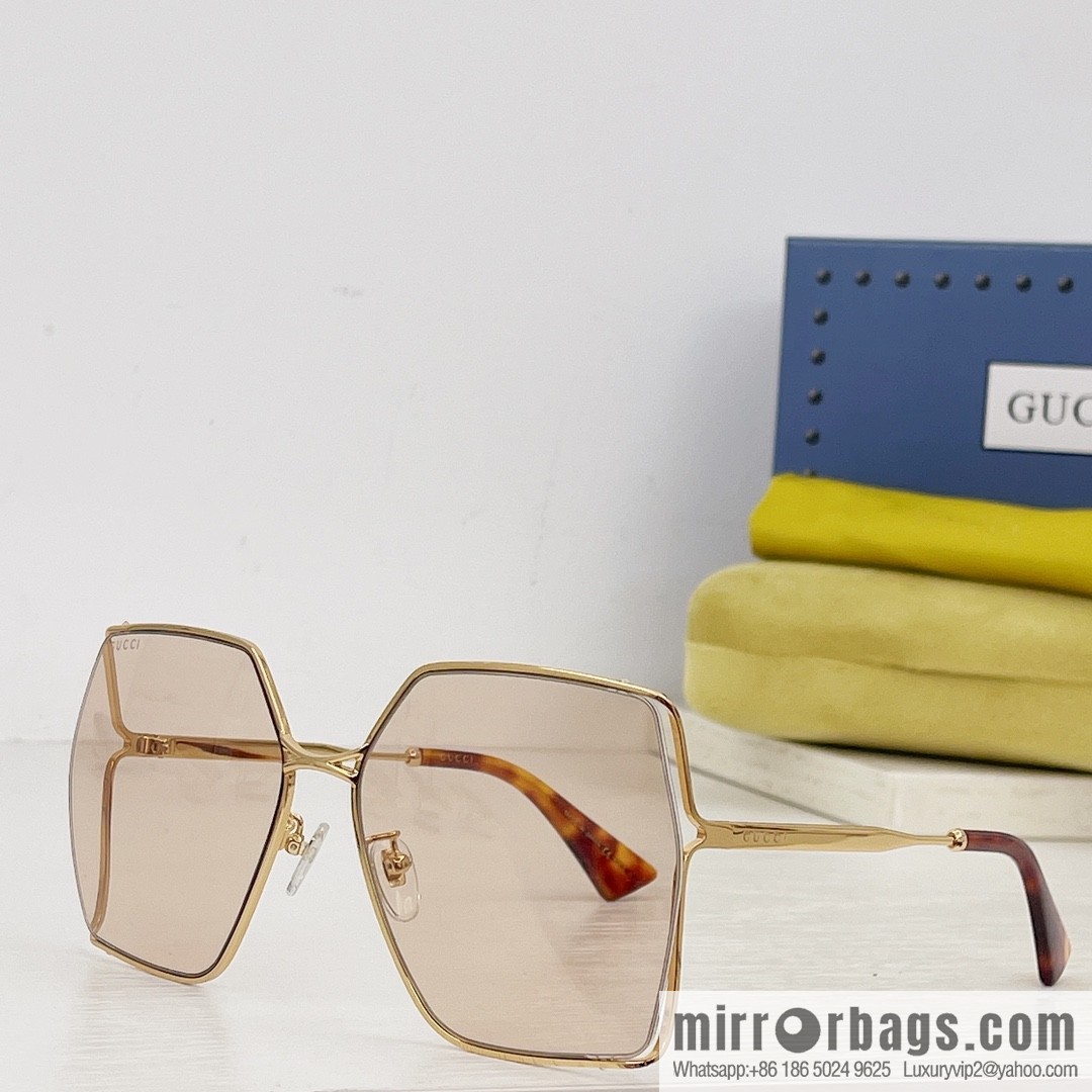 GUCCI Gucci three-dimensional logo hollow out large frame women's sunglasses