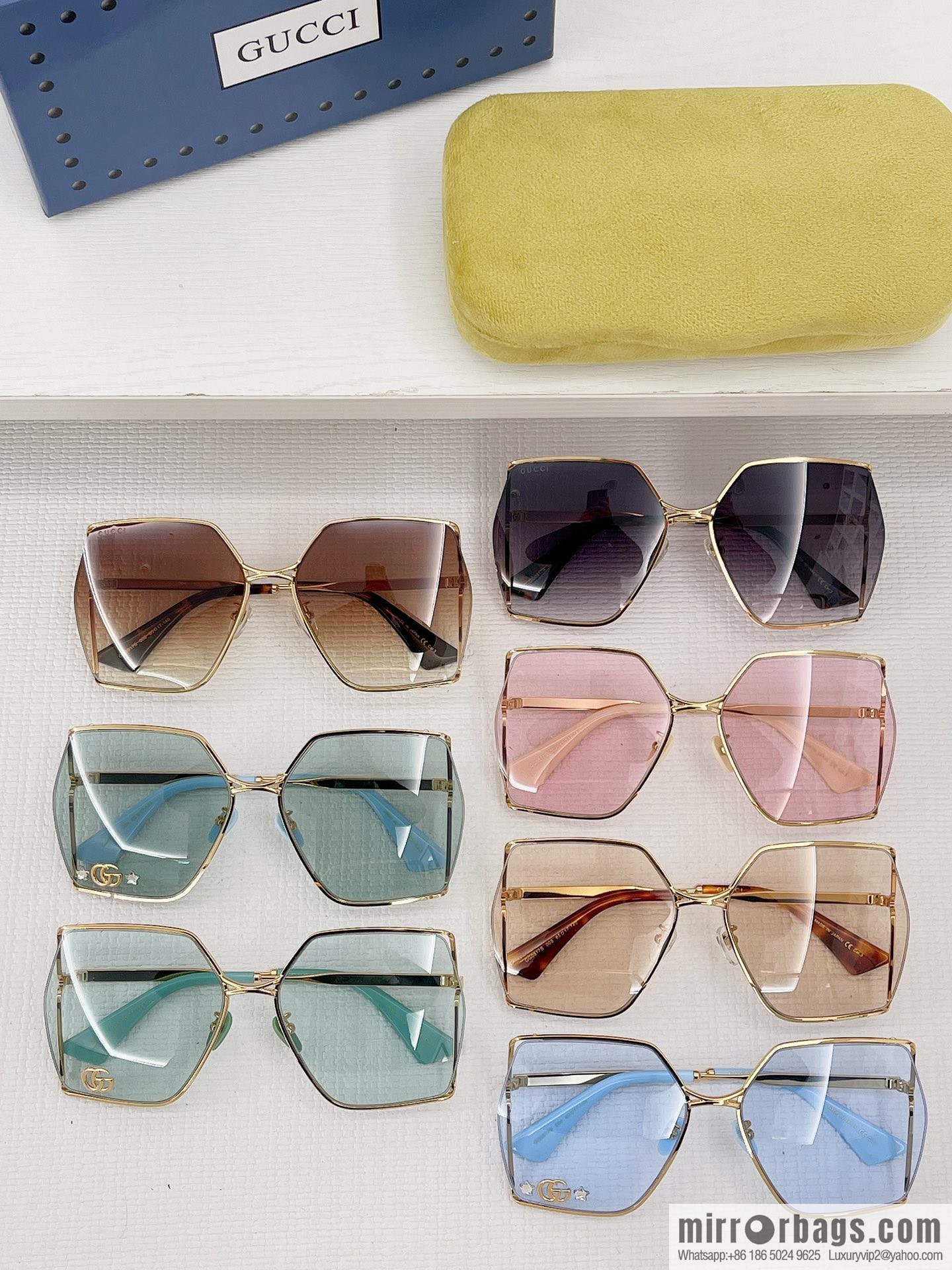 GUCCI Gucci three-dimensional logo hollow out large frame women's sunglasses