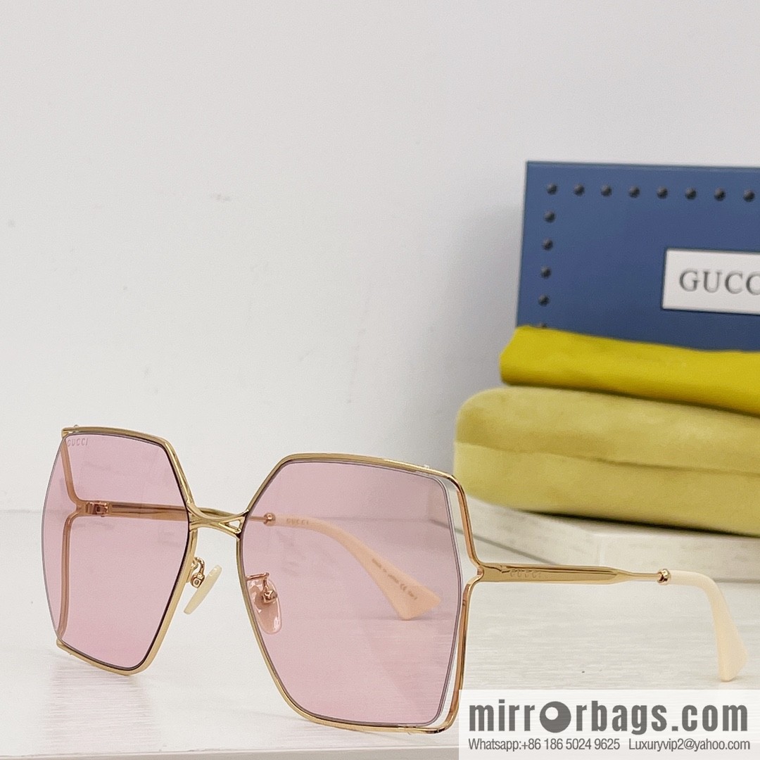 GUCCI Gucci three-dimensional logo hollow out large frame women's sunglasses