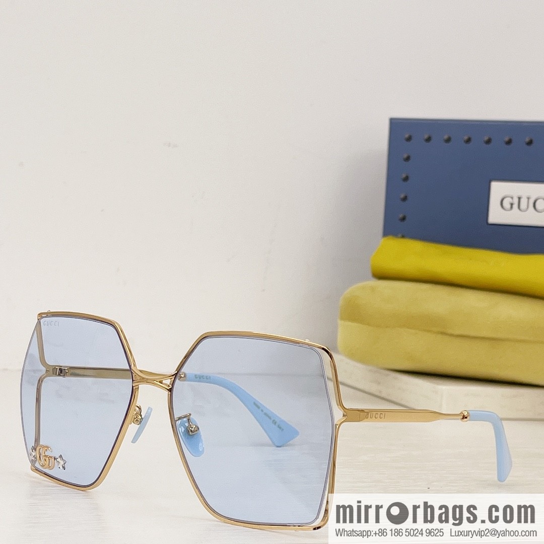 GUCCI Gucci three-dimensional logo hollow out large frame women's sunglasses