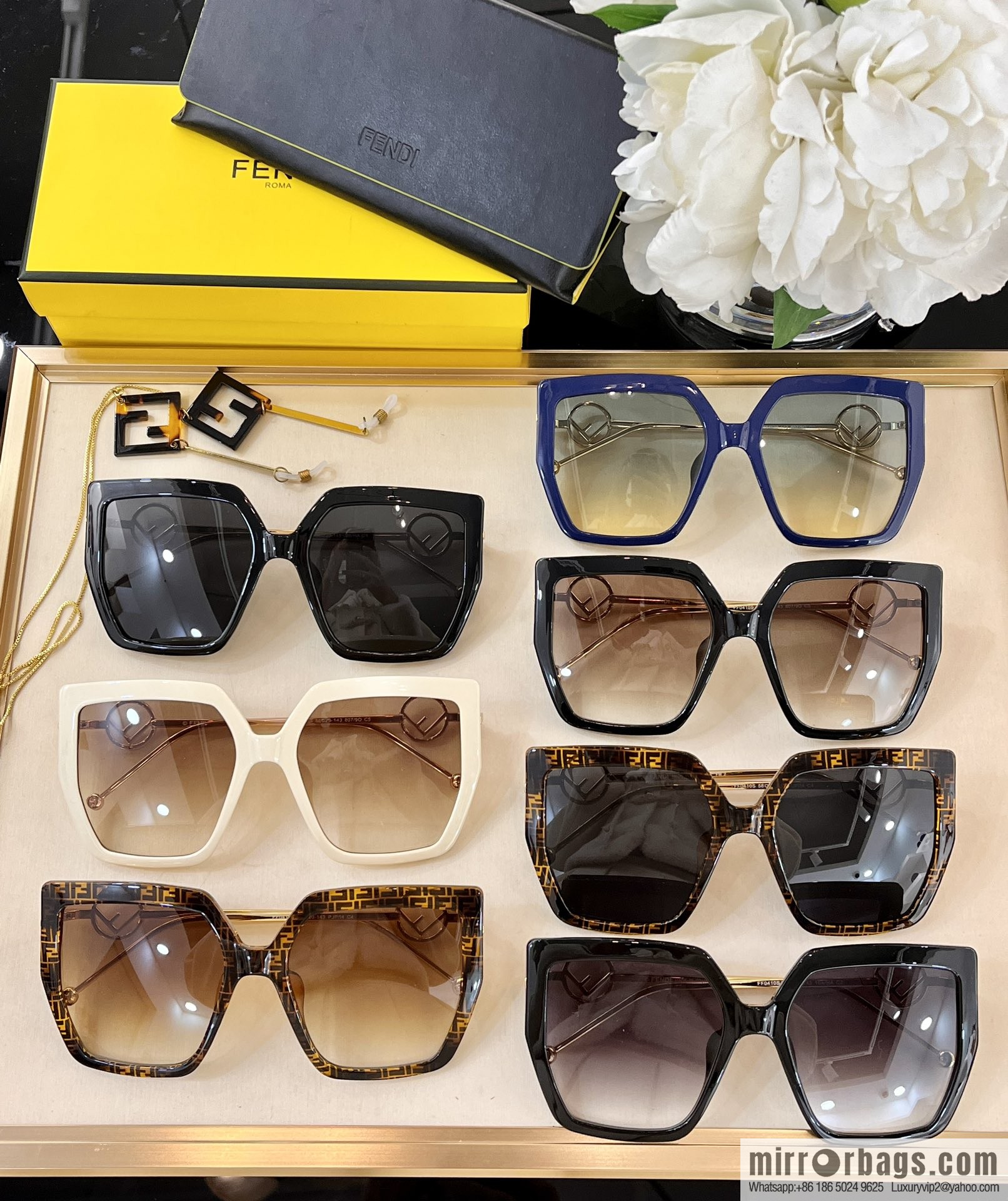 Fendi classic large square women's sunglasses