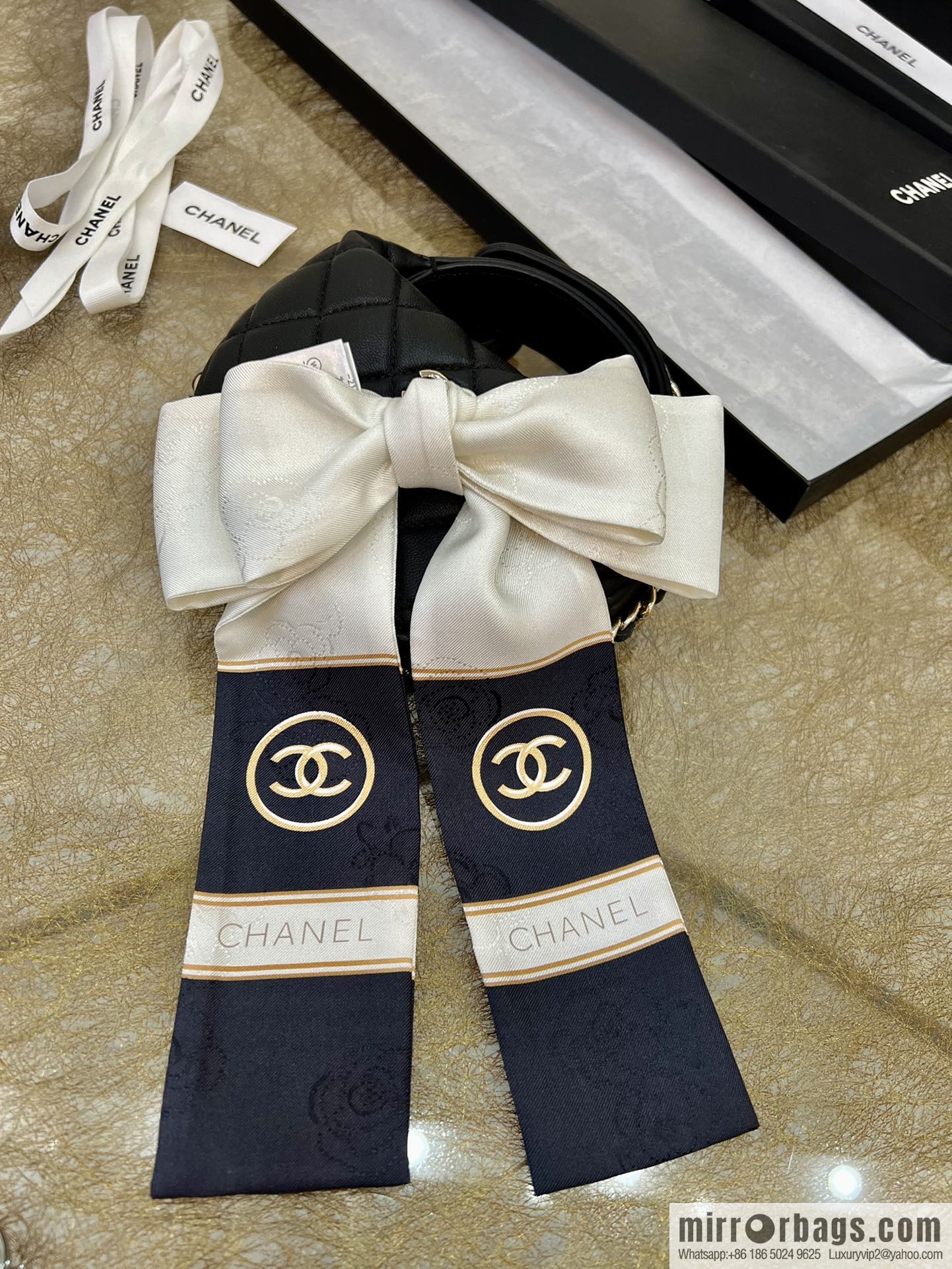 CHANEL CHANEL Double C Logo 100% silk headband