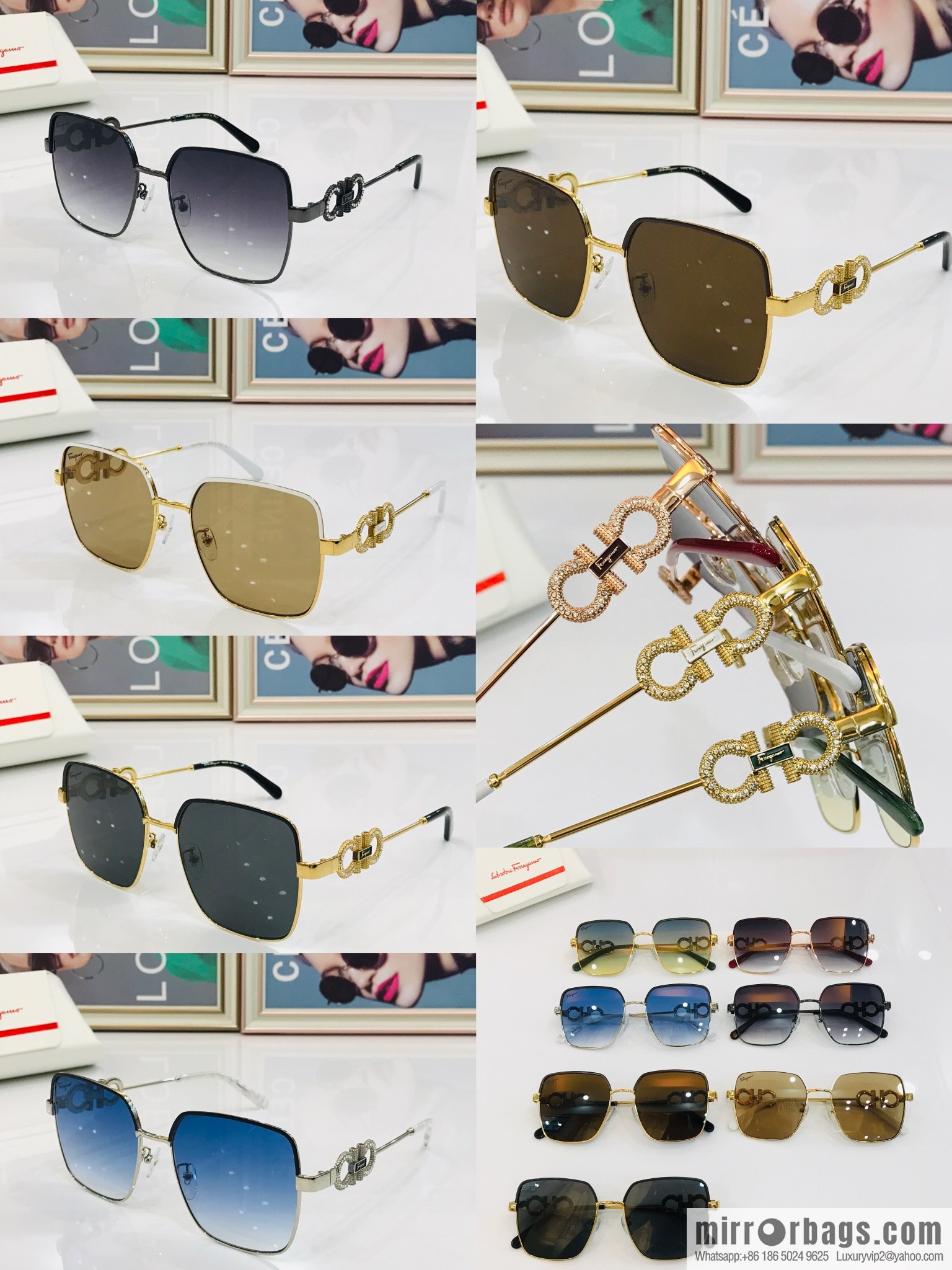 Ferragamo Square Unisex Sunglasses