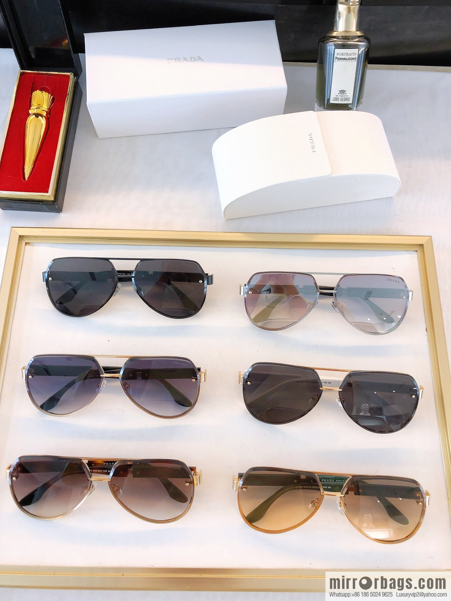 PRADA Prada letter logo temple diamond three-dimensional cut lens sunglasses