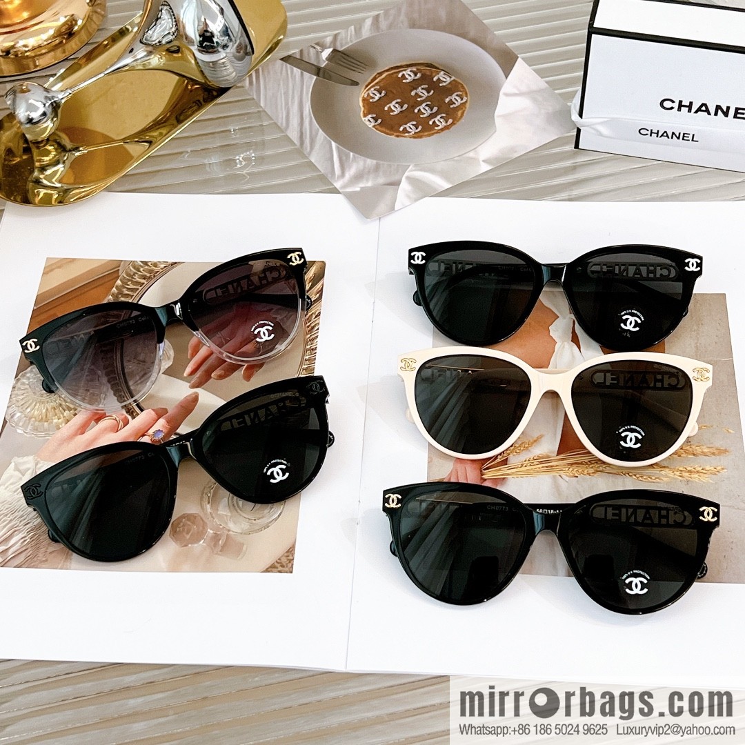 Chanel women's sunglasses with half circle drill letters