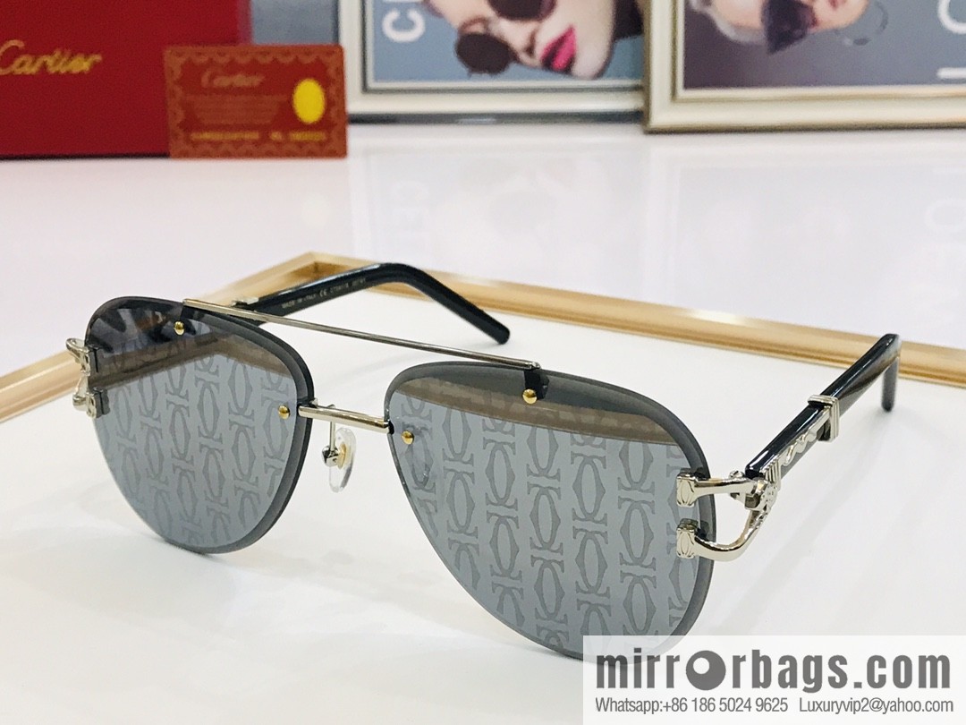 Cartier Rimless Oval Men's Sunglasses