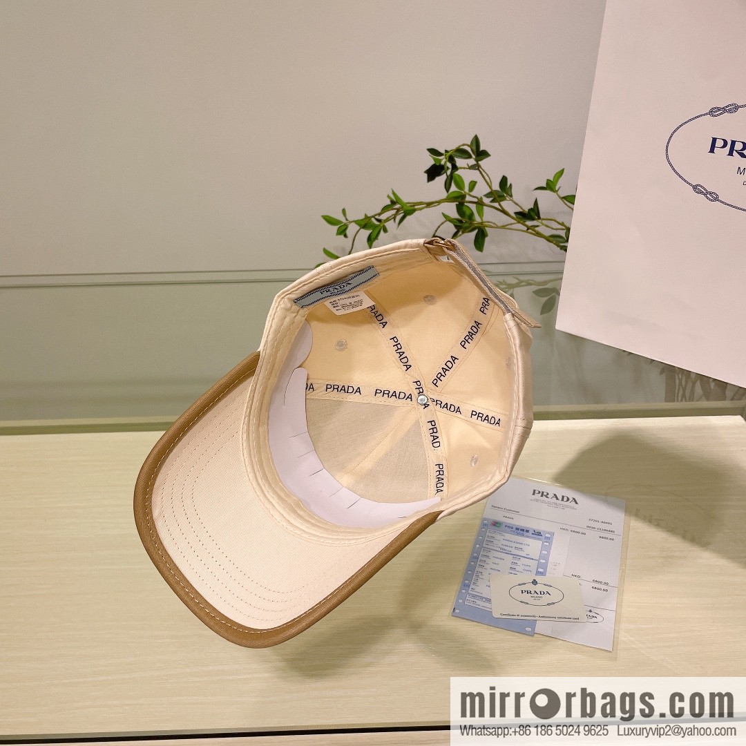 PRADA Prada new embroidered classic triangular label street cotton baseball cap
