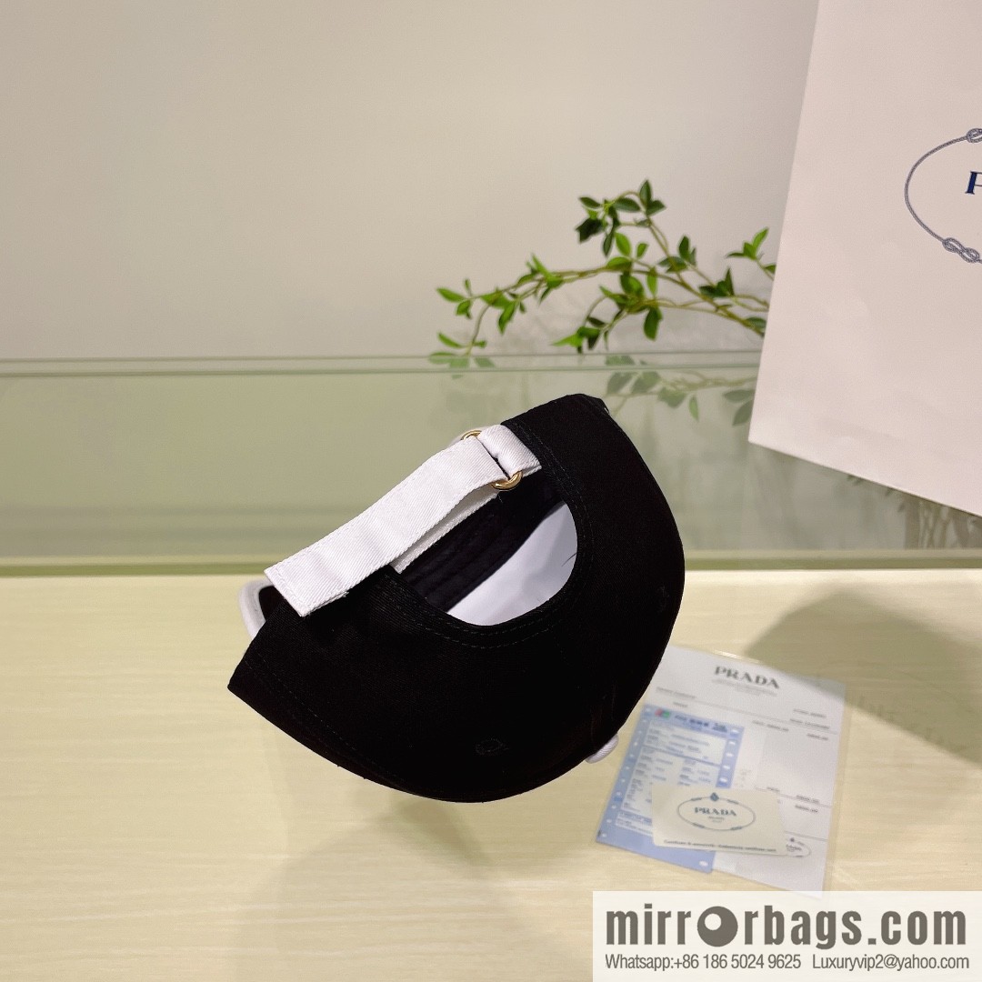 PRADA Prada new embroidered classic triangular label street cotton baseball cap