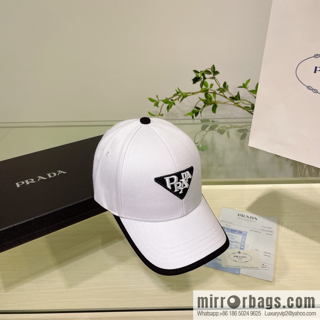 PRADA Prada new embroidered classic triangular label street cotton baseball cap