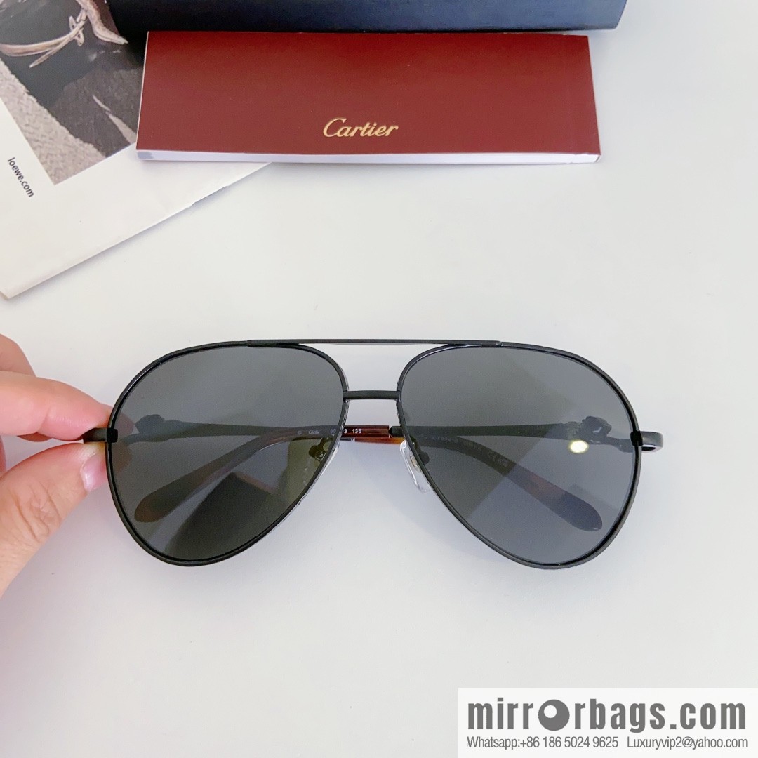 Cartier Metal Frame Unisex Sunglasses