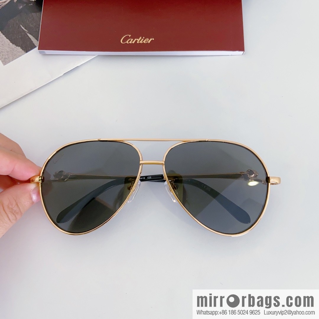 Cartier Metal Frame Unisex Sunglasses