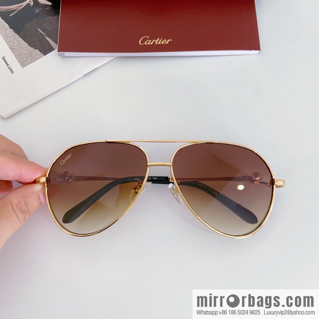 Cartier Metal Frame Unisex Sunglasses
