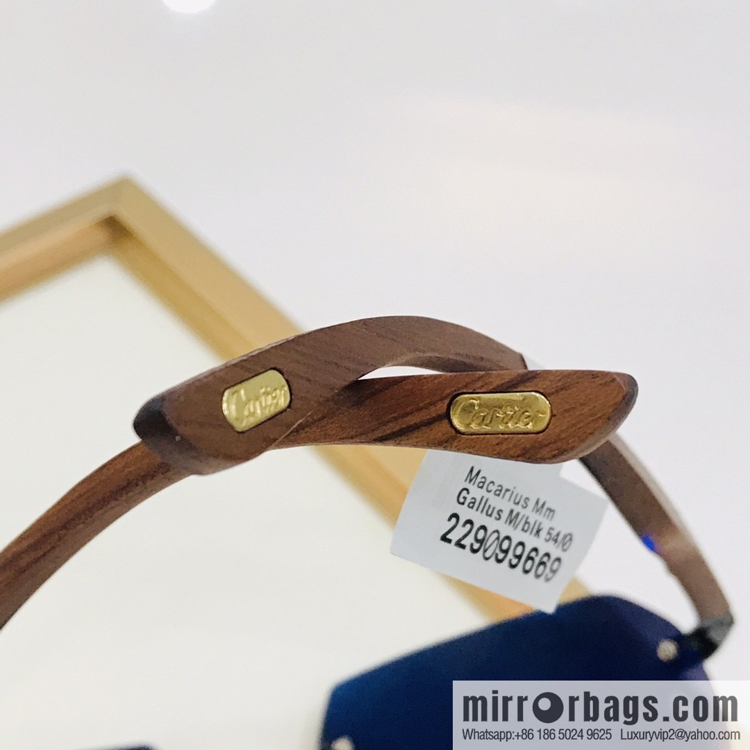 Cartier Wooden temple rimless men's sunglasses