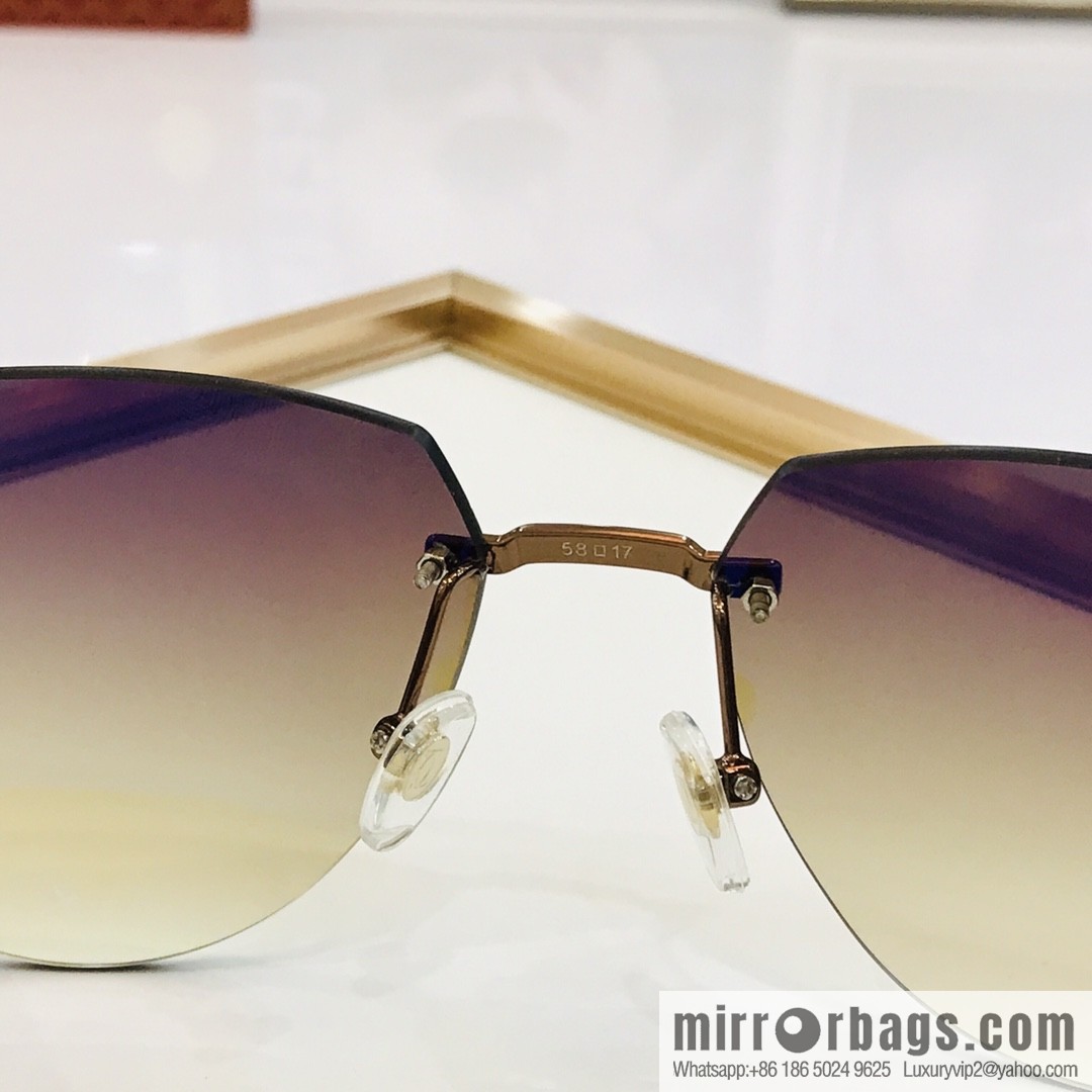 Cartier Wooden temple rimless men's sunglasses