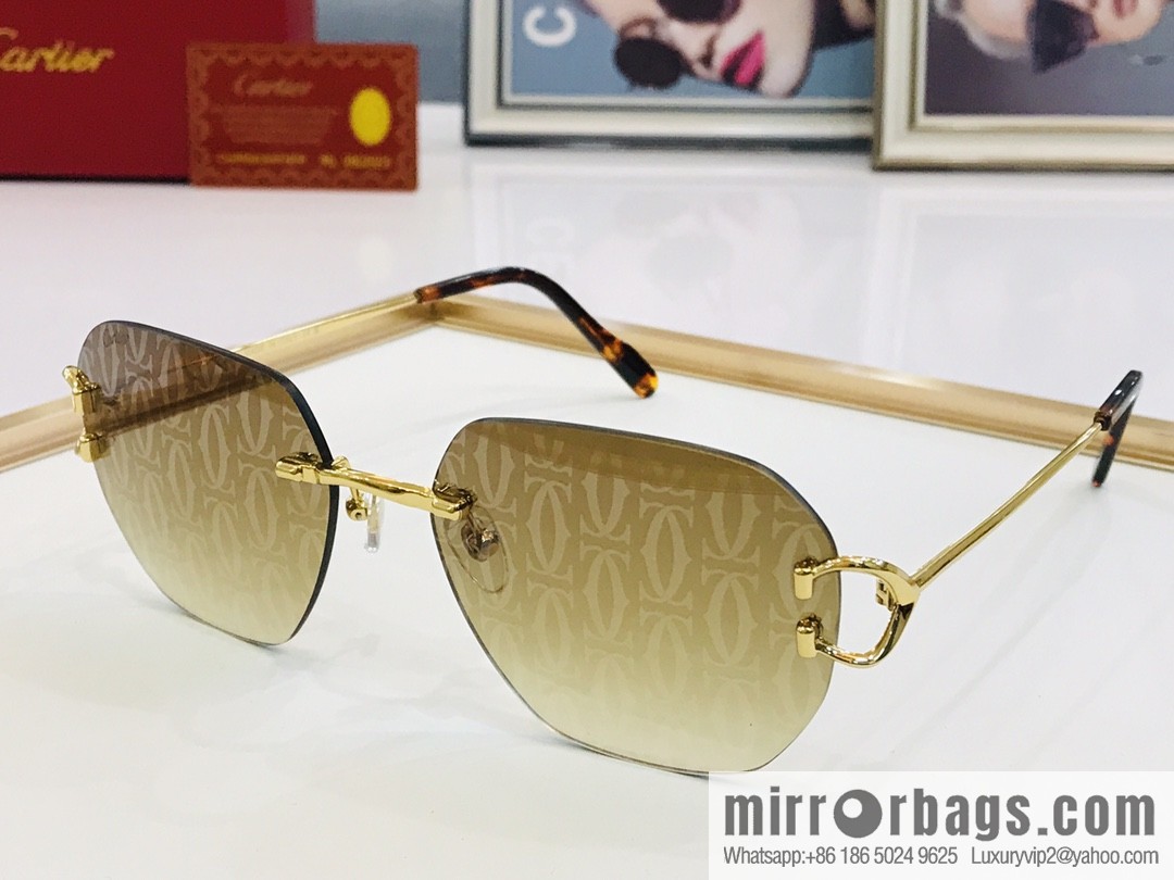 Cartier Cartier official website classic rimless unisex sunglasses