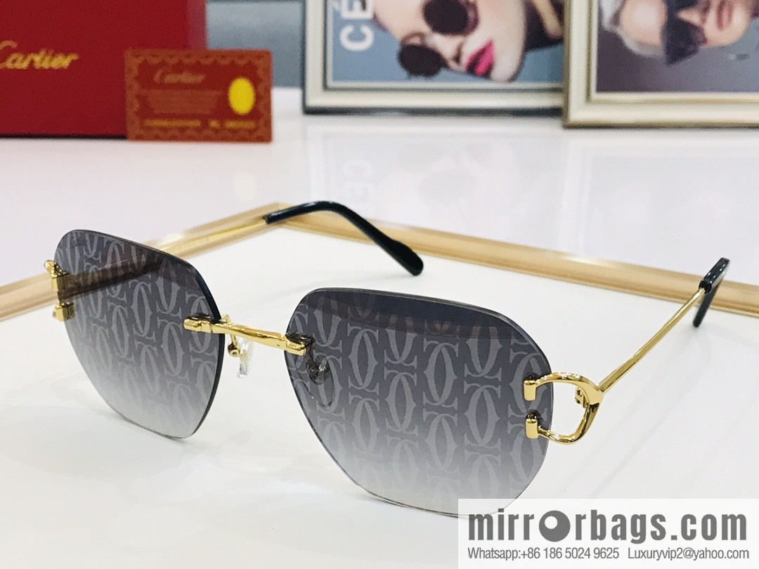 Cartier Cartier official website classic rimless unisex sunglasses