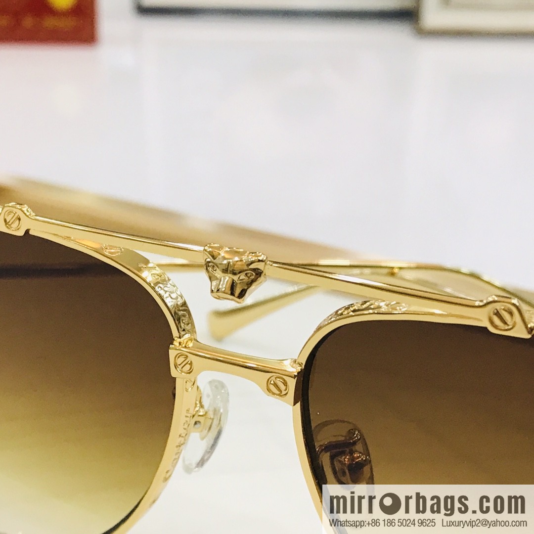 Cartier Metal Frame Unisex Sunglasses