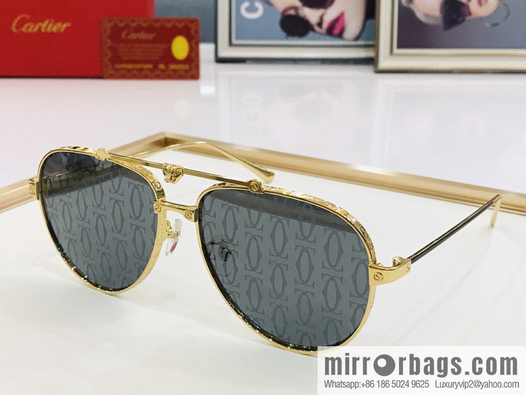 Cartier Metal Frame Unisex Sunglasses