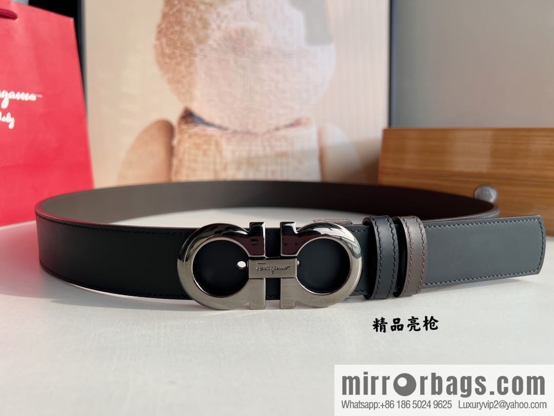 Ferragamo Ferragamo, Men's 3.5cm Boutique Metal Buckle Imported Double-Sided First Cowhide Belt