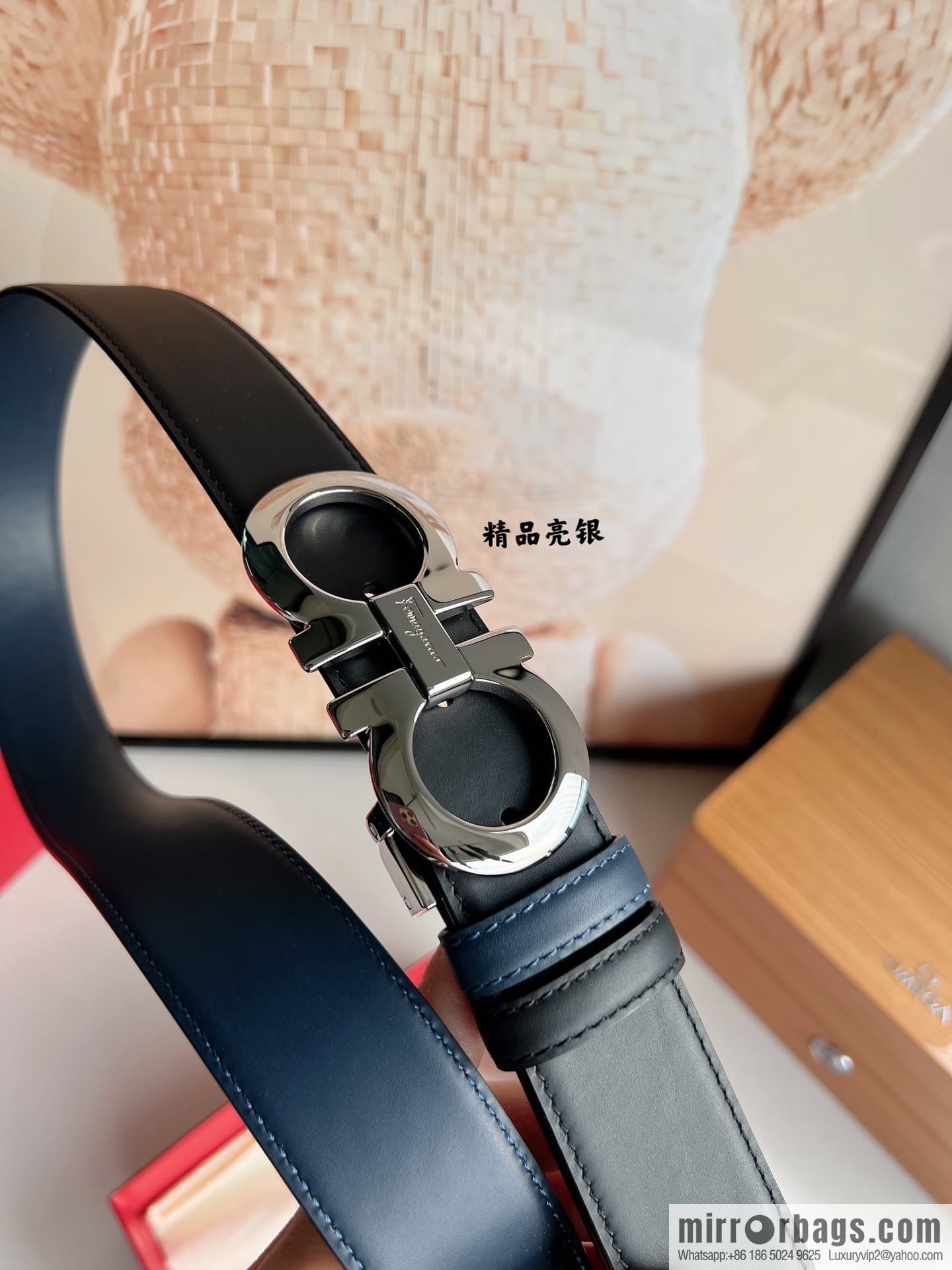 Ferragamo Ferragamo, Men's 3.5cm Boutique Metal Buckle Imported Double-Sided First Cowhide Belt